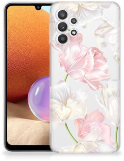 B2Ctelecom GSM Hoesje Samsung Galaxy A32 4G Back Case TPU Siliconen Hoesje Doorzichtig Mooie Bloemen