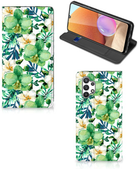 B2Ctelecom GSM Hoesje Samsung Galaxy A32 4G Bookcase Cover Orchidee Groen