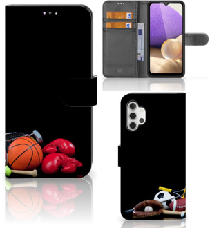 B2Ctelecom GSM Hoesje Samsung Galaxy A32 4G Bookcover Ontwerpen Voetbal, Tennis, Boxing… Sports