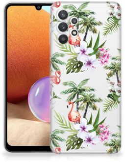 B2Ctelecom GSM Hoesje Samsung Galaxy A32 4G Doorzichtig Hoesje Flamingo Palms