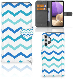 B2Ctelecom GSM Hoesje Samsung Galaxy A32 4G Foto hoesje Zigzag Blauw