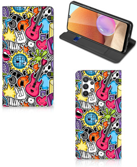 B2Ctelecom GSM Hoesje Samsung Galaxy A32 4G Telefoonhoesje Portemonnee Punk Rock