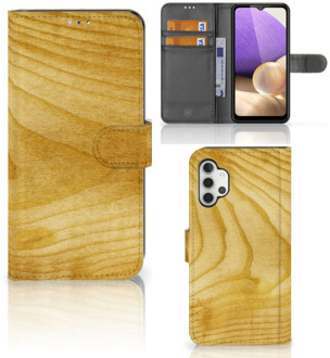 B2Ctelecom GSM Hoesje Samsung Galaxy A32 4G Wallet Book Case Licht Hout