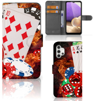 B2Ctelecom GSM Hoesje Samsung Galaxy A32 4G Wallet Book Case Personaliseren Casino