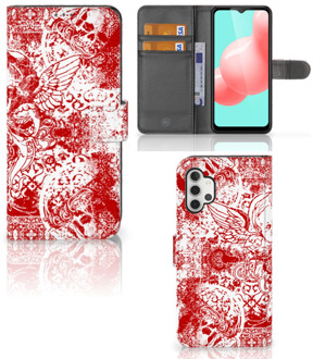 B2Ctelecom GSM Hoesje Samsung Galaxy A32 5G Book Style Case Angel Skull Red