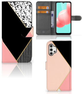 B2Ctelecom GSM Hoesje Samsung Galaxy A32 5G Bookcase Black Pink Shapes