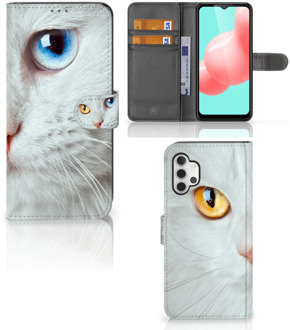 B2Ctelecom GSM Hoesje Samsung Galaxy A32 5G Bookcover Case Witte Kat