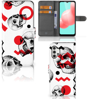 B2Ctelecom GSM Hoesje Samsung Galaxy A32 5G Bookstyle Case Skull Red