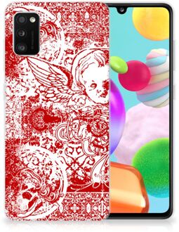 B2Ctelecom GSM Hoesje Samsung Galaxy A41 Back Case TPU Siliconen Hoesje Angel Skull Red