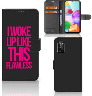 B2Ctelecom GSM Hoesje Samsung Galaxy A41 Bookcase met quotes Woke Up