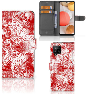 B2Ctelecom GSM Hoesje Samsung Galaxy A42 5G Book Style Case Angel Skull Red