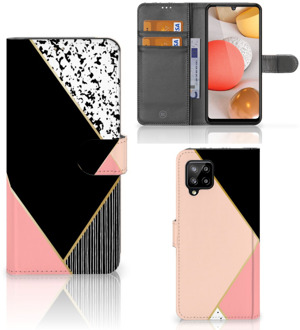 B2Ctelecom GSM Hoesje Samsung Galaxy A42 5G Bookcase Black Pink Shapes