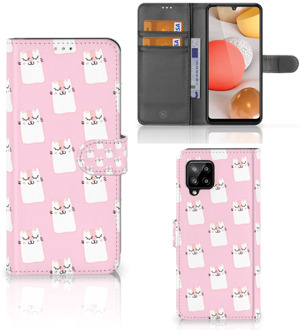 B2Ctelecom GSM Hoesje Samsung Galaxy A42 5G Bookcase Valentijn Cadeaus Sleeping Cats