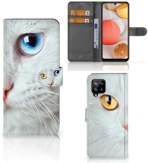 B2Ctelecom GSM Hoesje Samsung Galaxy A42 5G Bookcover Case Witte Kat