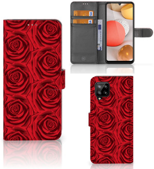 B2Ctelecom GSM Hoesje Samsung Galaxy A42 5G Mobiel Bookcase Red Roses