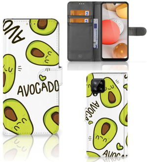 B2Ctelecom GSM Hoesje Samsung Galaxy A42 5G Mobiel Bookcase Valentijn Cadeautje Haar Avocado Singing