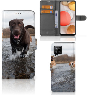 B2Ctelecom GSM Hoesje Samsung Galaxy A42 5G Wallet Book Case Honden Labrador