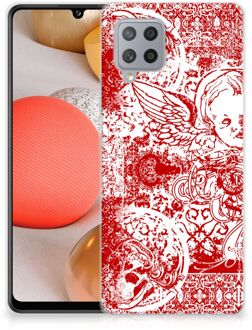 B2Ctelecom GSM Hoesje Samsung Galaxy A42 Back Case TPU Siliconen Hoesje Angel Skull Red