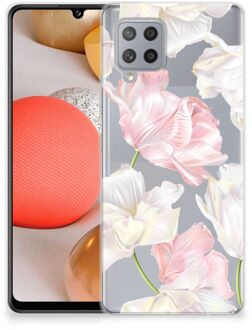 B2Ctelecom GSM Hoesje Samsung Galaxy A42 Back Case TPU Siliconen Hoesje Doorzichtig Mooie Bloemen