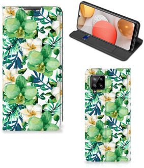 B2Ctelecom GSM Hoesje Samsung Galaxy A42 Bookcase Cover Orchidee Groen