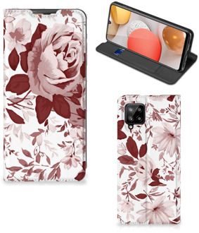 B2Ctelecom GSM Hoesje Samsung Galaxy A42 Bookcase Watercolor Flowers