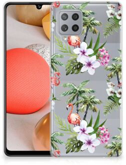 B2Ctelecom GSM Hoesje Samsung Galaxy A42 Doorzichtig Hoesje Flamingo Palms