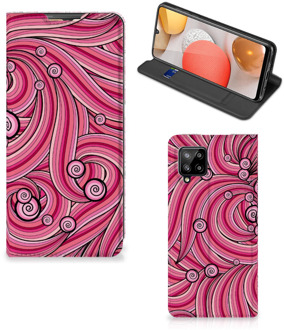 B2Ctelecom GSM Hoesje Samsung Galaxy A42 Foto Hoesje ontwerpen Swirl Pink