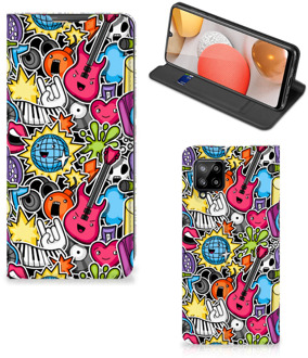 B2Ctelecom GSM Hoesje Samsung Galaxy A42 Telefoonhoesje Portemonnee Punk Rock