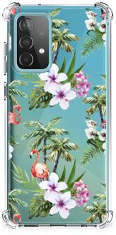 B2Ctelecom GSM Hoesje Samsung Galaxy A52 4G/5G Hoesje met naam met transparante rand Flamingo Palms