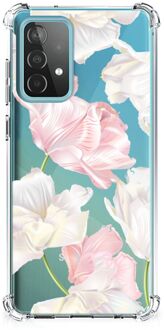 B2Ctelecom GSM Hoesje Samsung Galaxy A52 4G/5G Leuk TPU Back Cover met transparante rand Mooie Bloemen