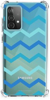 B2Ctelecom GSM Hoesje Samsung Galaxy A52 4G/5G Trendy Telefoonhoesjes met transparante rand Zigzag Blauw