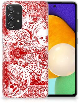 B2Ctelecom GSM Hoesje Samsung Galaxy A52 (5G/4G) Back Case TPU Siliconen Hoesje Angel Skull Red