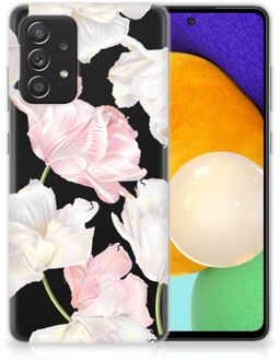 B2Ctelecom GSM Hoesje Samsung Galaxy A52 (5G/4G) Back Case TPU Siliconen Hoesje Doorzichtig Mooie Bloemen