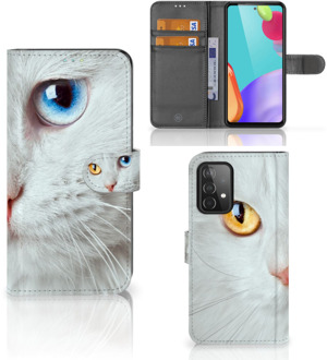 B2Ctelecom GSM Hoesje Samsung Galaxy A52 Bookcover Case Witte Kat