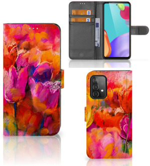 B2Ctelecom GSM Hoesje Samsung Galaxy A52 Cover met Tekst Tulips Print