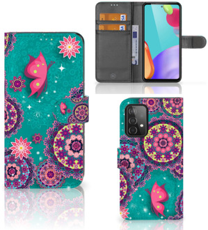 B2Ctelecom GSM Hoesje Samsung Galaxy A52 Flipcase Cirkels en Vlinders