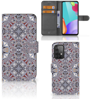 B2Ctelecom GSM Hoesje Samsung Galaxy A52 Flipcover Flower Tiles