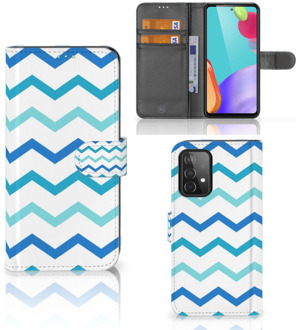 B2Ctelecom GSM Hoesje Samsung Galaxy A52 Foto hoesje Zigzag Blauw