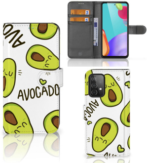 B2Ctelecom GSM Hoesje Samsung Galaxy A52 Mobiel Bookcase Valentijn Cadeautje Haar Avocado Singing