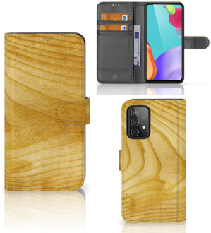 B2Ctelecom GSM Hoesje Samsung Galaxy A52 Wallet Book Case Licht Hout