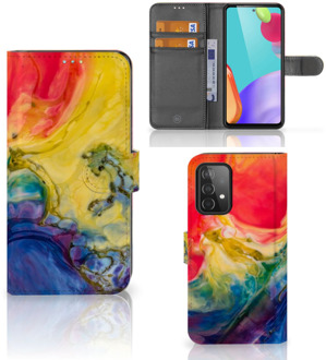 B2Ctelecom GSM Hoesje Samsung Galaxy A52 Wallet Book Case Watercolor Dark