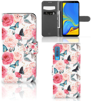 B2Ctelecom GSM hoesje Samsung Galaxy A7 2018 Butterfly Roses