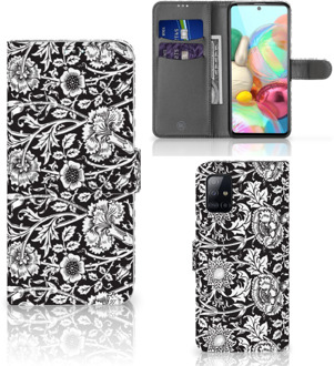 B2Ctelecom GSM Hoesje Samsung Galaxy A71 Beschermhoes Black Flowers