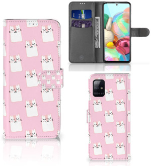 B2Ctelecom GSM Hoesje Samsung Galaxy A71 Bookcase Valentijn Cadeaus Sleeping Cats