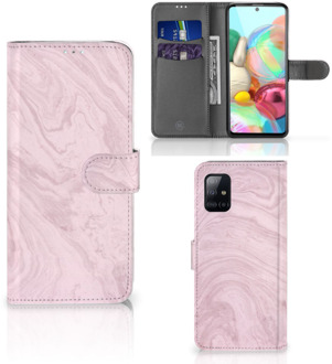 B2Ctelecom GSM Hoesje Samsung Galaxy A71 Flip Case Marble Pink