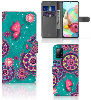 B2Ctelecom GSM Hoesje Samsung Galaxy A71 Flipcase Cirkels en Vlinders