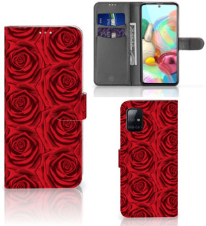 B2Ctelecom GSM Hoesje Samsung Galaxy A71 Mobiel Bookcase Red Roses