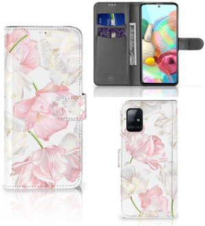 B2Ctelecom GSM Hoesje Samsung Galaxy A71 Wallet Book Case Cadeau voor Mama Lovely Flowers