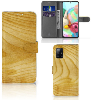 B2Ctelecom GSM Hoesje Samsung Galaxy A71 Wallet Book Case Licht Hout