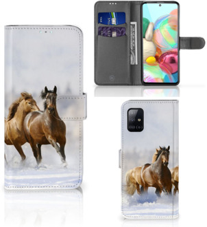 B2Ctelecom GSM Hoesje Samsung Galaxy A71 Wallet Book Case Paarden